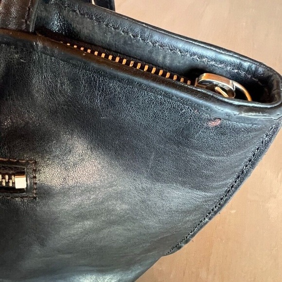 Vintage Original Monsac MW Black Leather Handbag Elegant Timeless Purse Tote - Picture 12 of 16